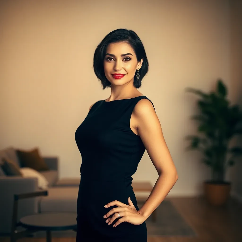 Mulher confiante com silhueta modelada usando a calcinha DivaSlim sob um vestido elegante