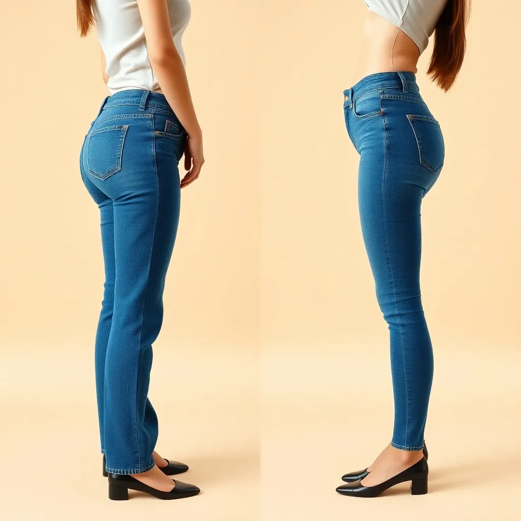 Comparativo do caimento de jeans com e sem a calcinha modeladora DivaSlim